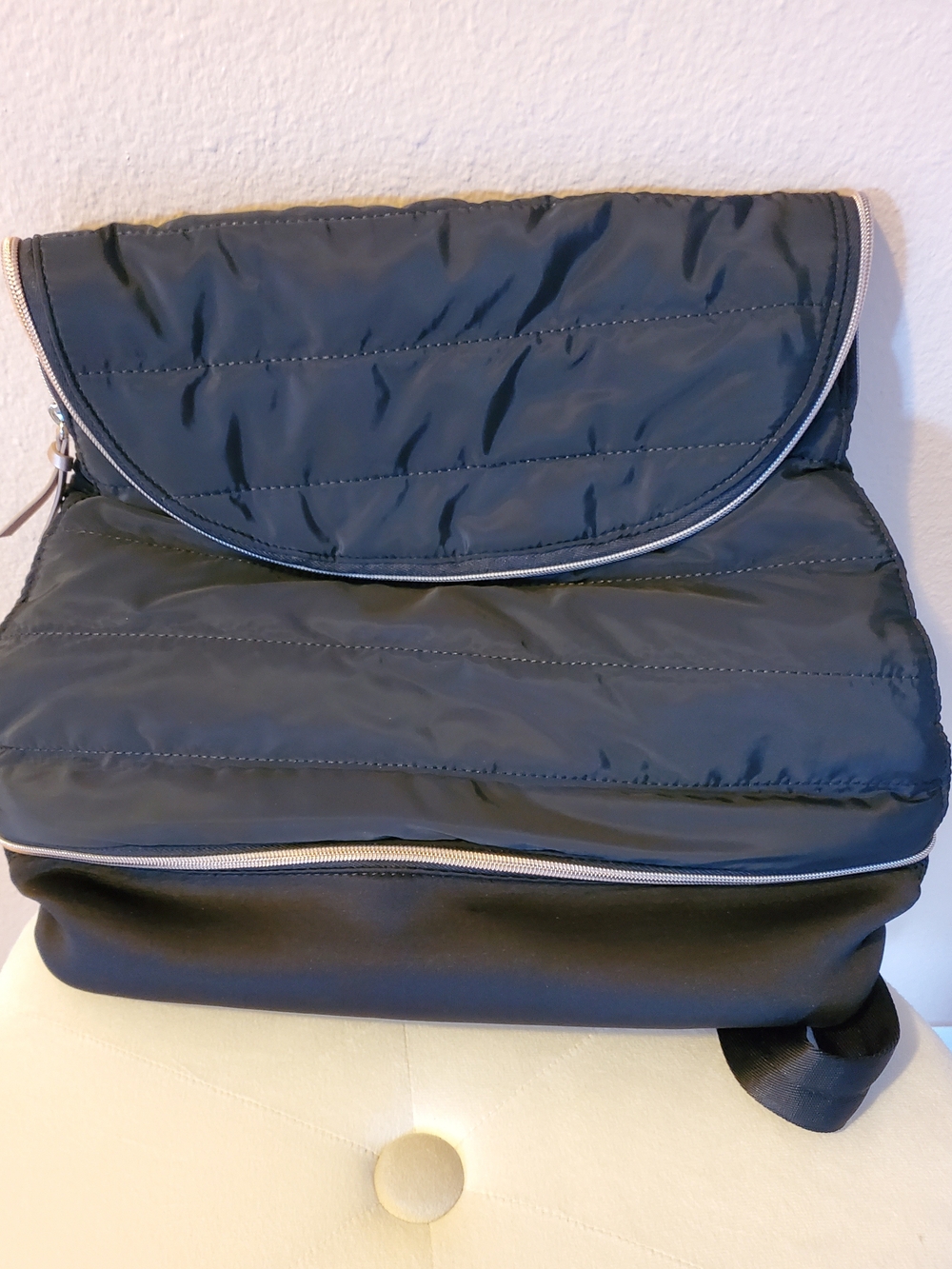 Stella & Dot Black Quilted Nylon Backpack